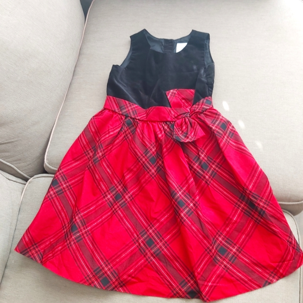 Gymboree Girls Black Red Plaid Sleeveless Dress Christmas Holiday